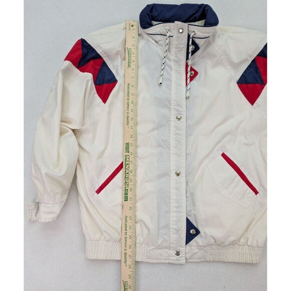 Vintage 90s Women's Jacket Impressions By Izzi Size XL White Blue Red - Picture 14 of 16